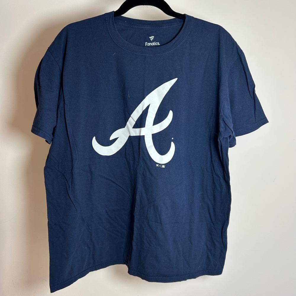 Fanatics Atlanta Braves MLB Mens XL Navy Blue Graphic T-Shirt Short Sleeve